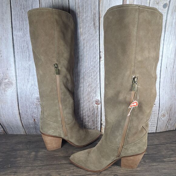 Blondo Wrangle Waterproof Wester Knee High Boot Women's Sz 7.5 Taupe Suede (NWT) - Picture 5 of 9